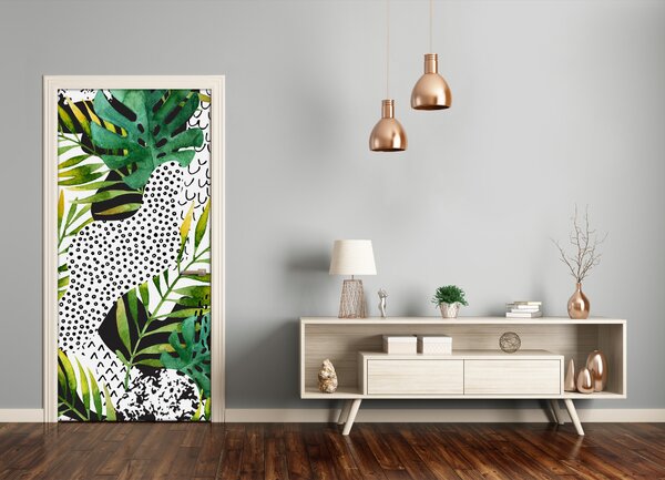 Autocolante pentru usi frunze tropicale