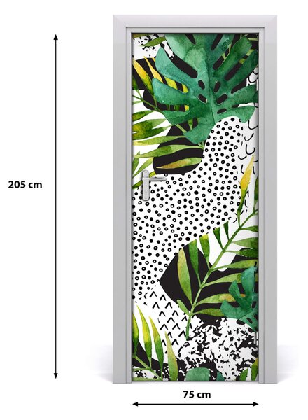 Autocolante pentru usi frunze tropicale