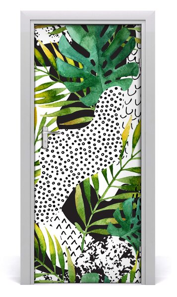 Autocolante pentru usi frunze tropicale