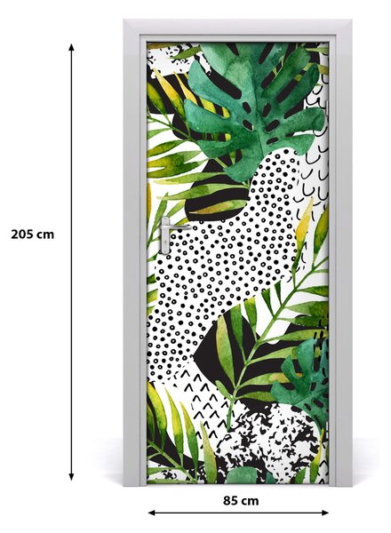 Autocolante pentru usi frunze tropicale