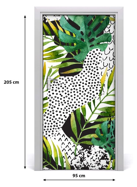 Autocolante pentru usi frunze tropicale