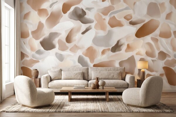 Tapet Textură abstractă de terrazzo natural, în nuanțe deschise, Terrazzo fototapet, w09933 : Uwalls.ro