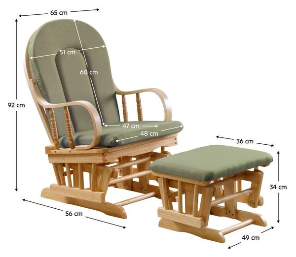 Fotoliu balansoar cu suport picioare Dolvitan (natural + verde) . 1097111