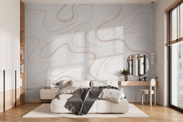 Tapet Linii abstracte, fluide, pe un fundal deschis, Imagini de fundal unice, w05726 : Uwalls.ro
