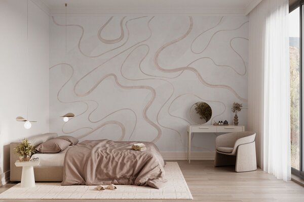 Tapet Linii abstracte, fluide, pe un fundal deschis, Imagini de fundal unice, w05726 : Uwalls.ro