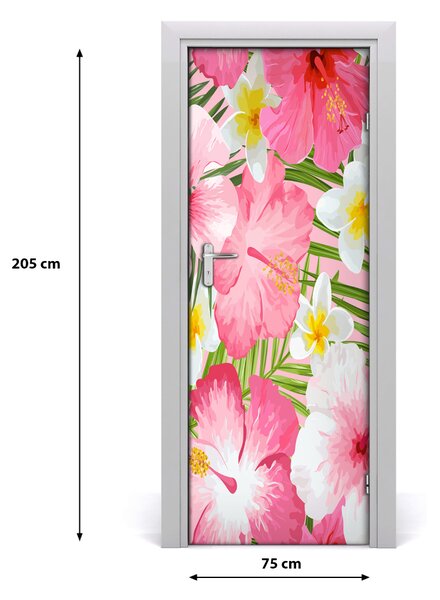 Autocolante pentru usi flori tropicale