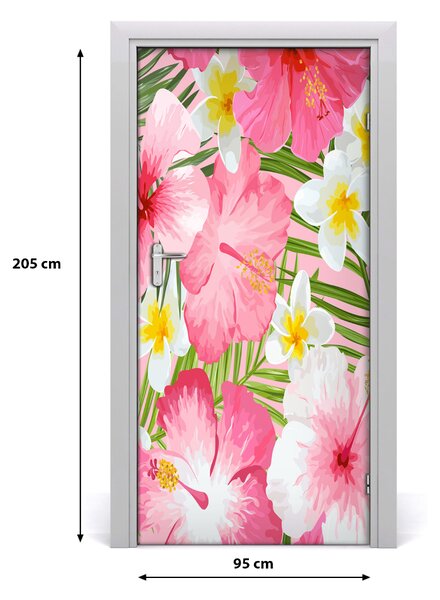 Autocolante pentru usi flori tropicale
