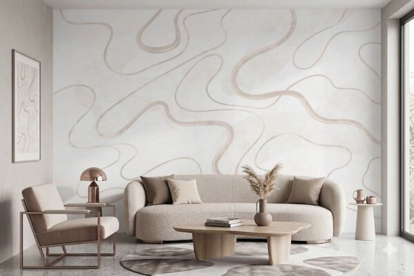 Tapet Linii abstracte, fluide, pe un fundal deschis, Imagini de fundal unice, w05726 : Uwalls.ro
