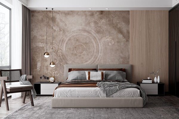 Tapet Motiv circular decorativ pe un fundal texturat, Fototapet în stil vintage, w05727 : Uwalls.ro