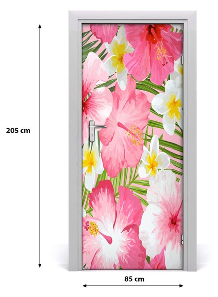 Autocolante pentru usi flori tropicale