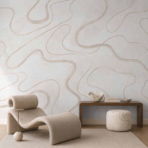 Tapet Linii abstracte, fluide, pe un fundal deschis, Imagini de fundal unice, w05726 : Uwalls.ro
