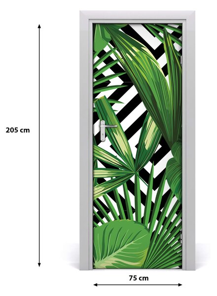 Autocolante pentru usi frunze tropicale