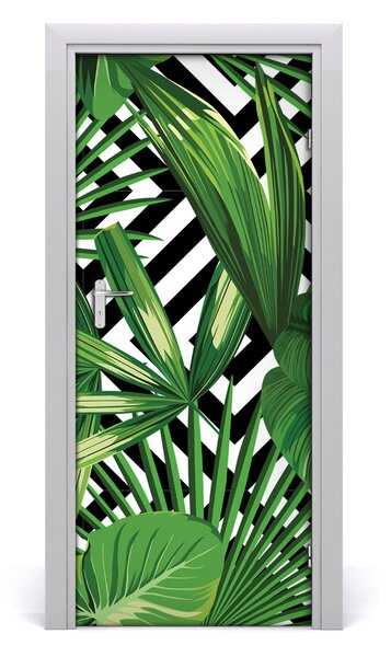 Autocolante pentru usi frunze tropicale