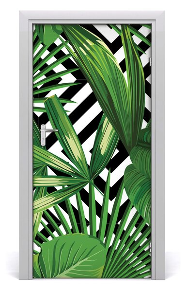 Autocolante pentru usi frunze tropicale
