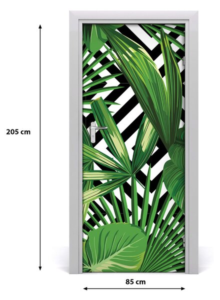 Autocolante pentru usi frunze tropicale