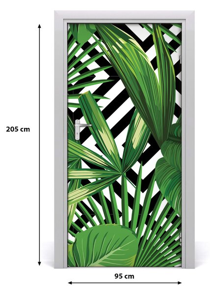 Autocolante pentru usi frunze tropicale