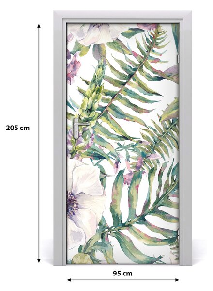 Autocolante pentru usi frunze tropicale