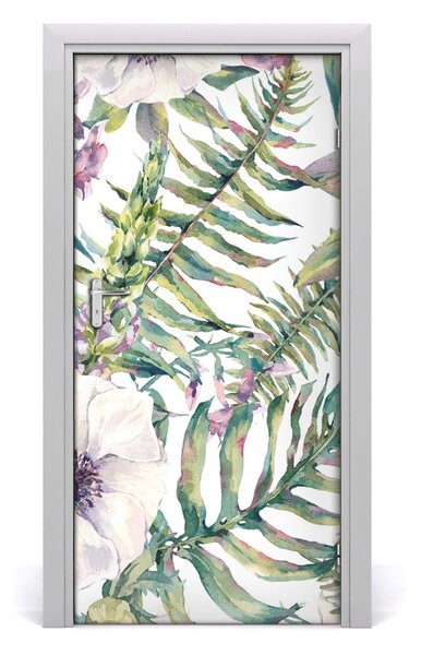 Autocolante pentru usi frunze tropicale