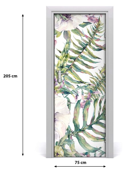 Autocolante pentru usi frunze tropicale