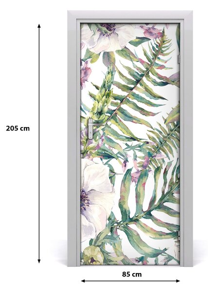Autocolante pentru usi frunze tropicale