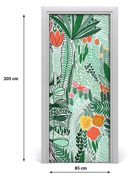 Autocolante pentru usi flori tropicale