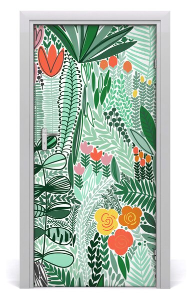 Autocolante pentru usi flori tropicale