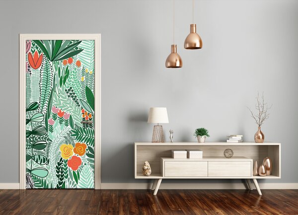 Autocolante pentru usi flori tropicale