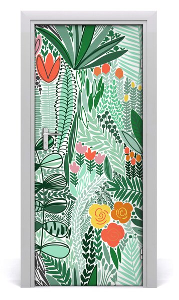 Autocolante pentru usi flori tropicale
