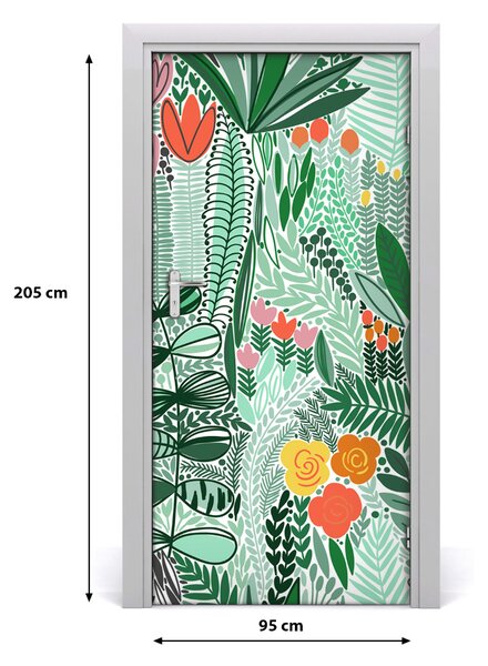 Autocolante pentru usi flori tropicale