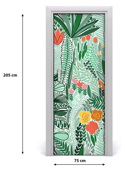 Autocolante pentru usi flori tropicale