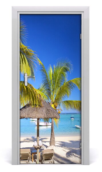 Autocolante pentru usi plaja tropicala