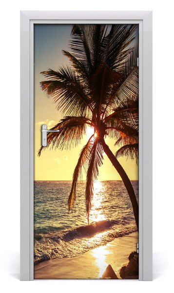 Autocolante pentru usi plaja tropicala
