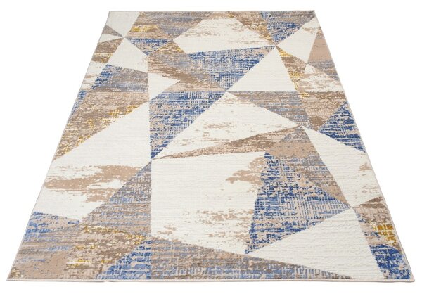 Covor geometric bej-albastru Mandy Dimensiuni: 80x150 cm