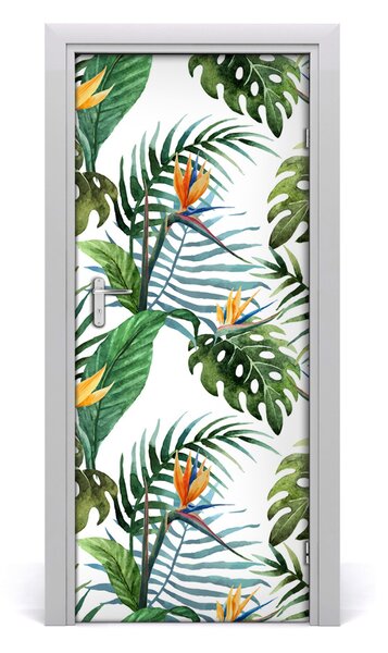 Autocolante pentru usi frunze tropicale