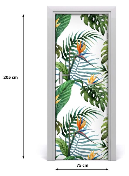 Autocolante pentru usi frunze tropicale