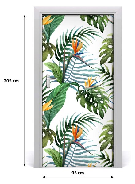 Autocolante pentru usi frunze tropicale
