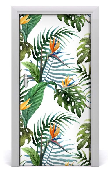 Autocolante pentru usi frunze tropicale