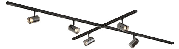 Sistem de iluminat pe șină modern negru cu 5 spoturi monofazate - Iconic Lloyd