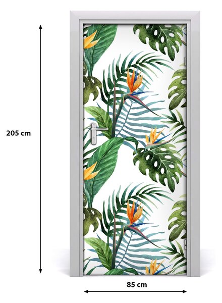 Autocolante pentru usi frunze tropicale