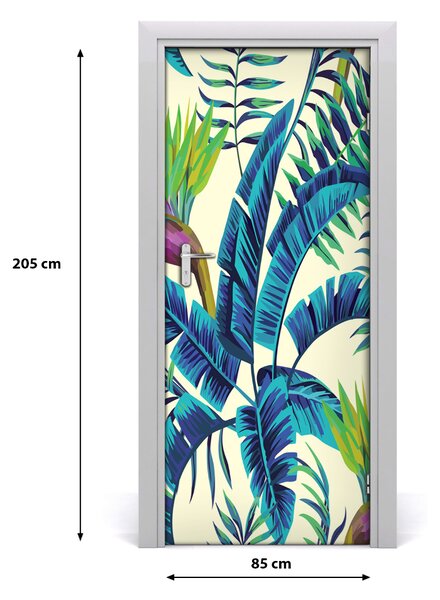 Autocolante pentru usi frunze tropicale