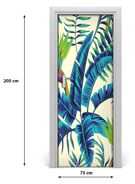 Autocolante pentru usi frunze tropicale