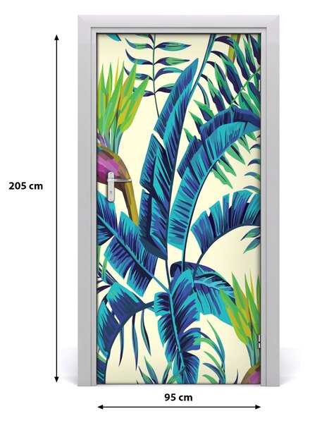 Autocolante pentru usi frunze tropicale