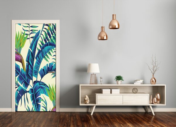 Autocolante pentru usi frunze tropicale