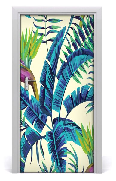 Autocolante pentru usi frunze tropicale