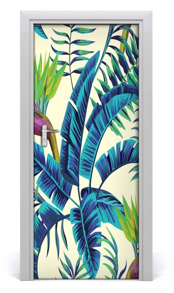 Autocolante pentru usi frunze tropicale
