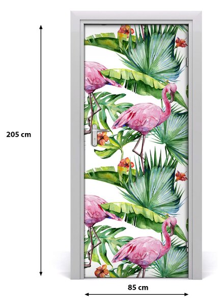 Autocolante pentru usi Frunze și flamingo