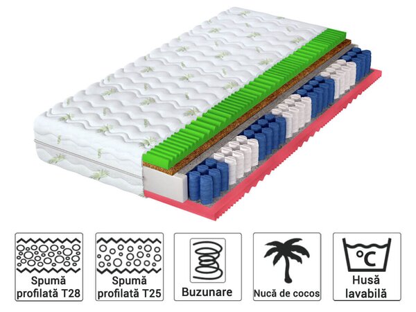 Saltea cu arcuri HERA cu cocos 140x200