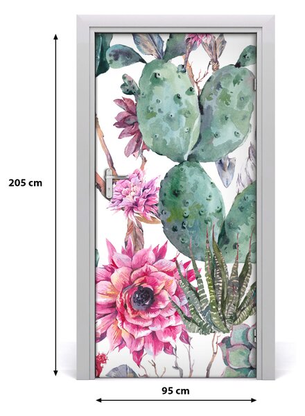 Autocolante pentru usi Furnir adeziv imagini de fundal ușă Cactuși