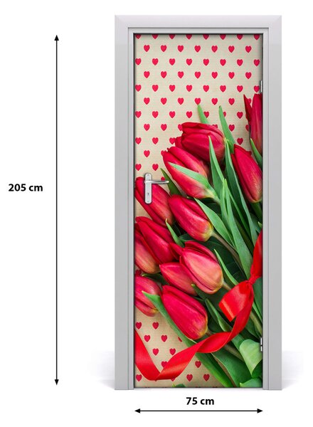 Autocolante pentru usi lalele rosii