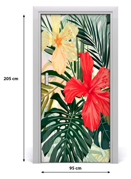 Autocolante pentru usi flori Hawaii